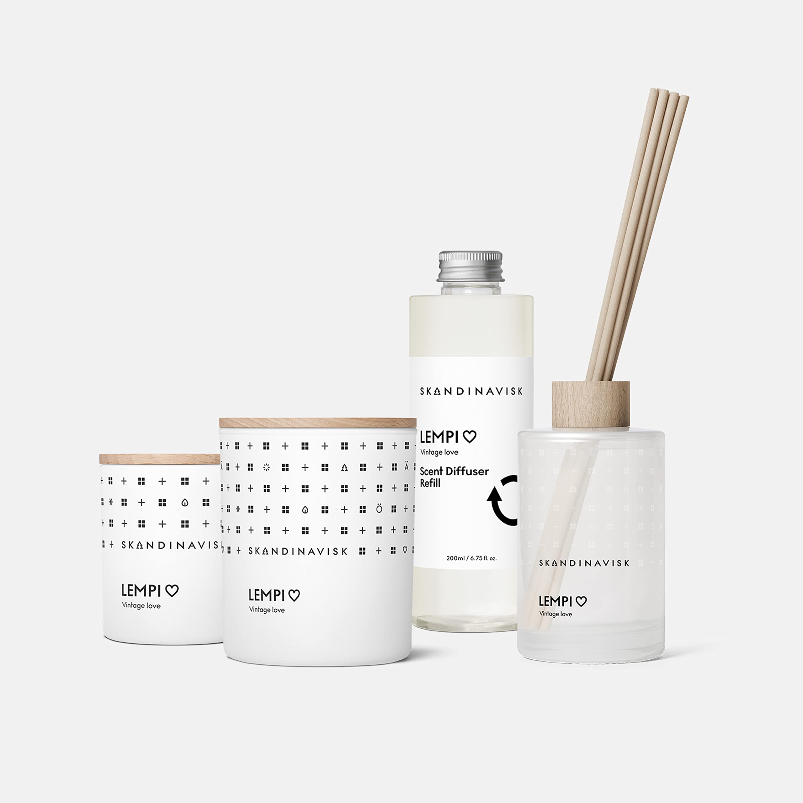 Skandinavisk LEMPI Love Scent Diffuser with 8 Reeds. Lasts +3 Months. Fragrance Notes: Peony and Rose, Strawberries and Mosses