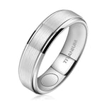 JEROOT 8mm Black Titanium Magnetic Ring for Men, 5mm Silver Pure Titanium Magnetic Ring for Women, Healing Ring with 3500 Gauss 
