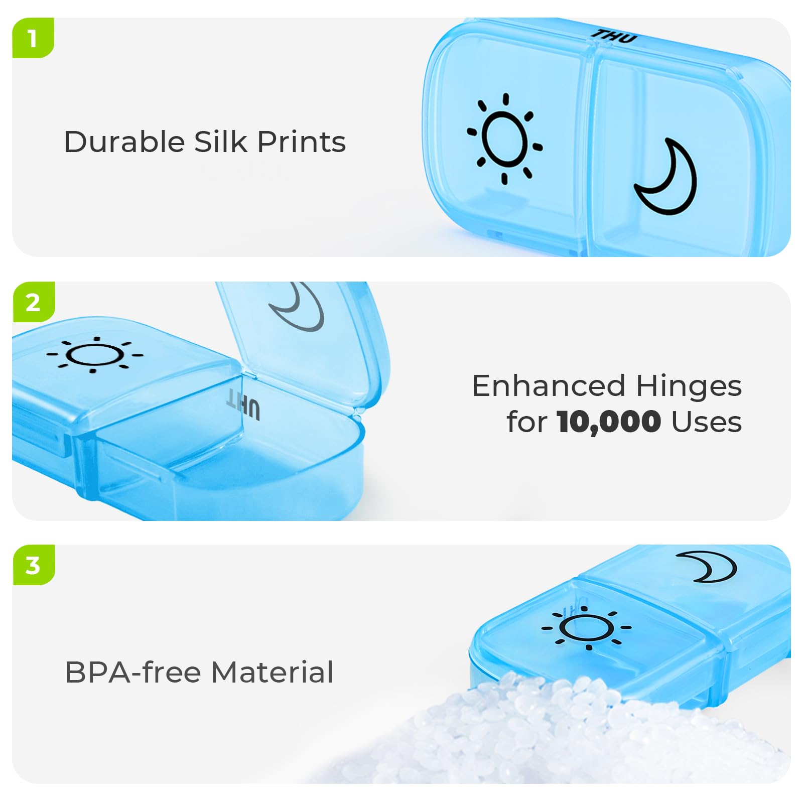 AUVON Weekly Pill Organizer 2 Times a Day with PU Leather Bag, Travel AM PM Pill Box 7 Day with One-Side Large Opening Design fo