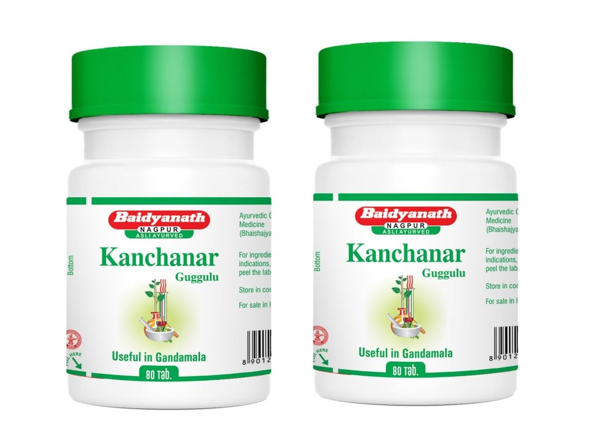 Baidyanath Asli Ayurved Kanchanar Guggulu 80 Tablets | Ayurvedic Formulation For Thyroid Problems | (Pack Of 2)