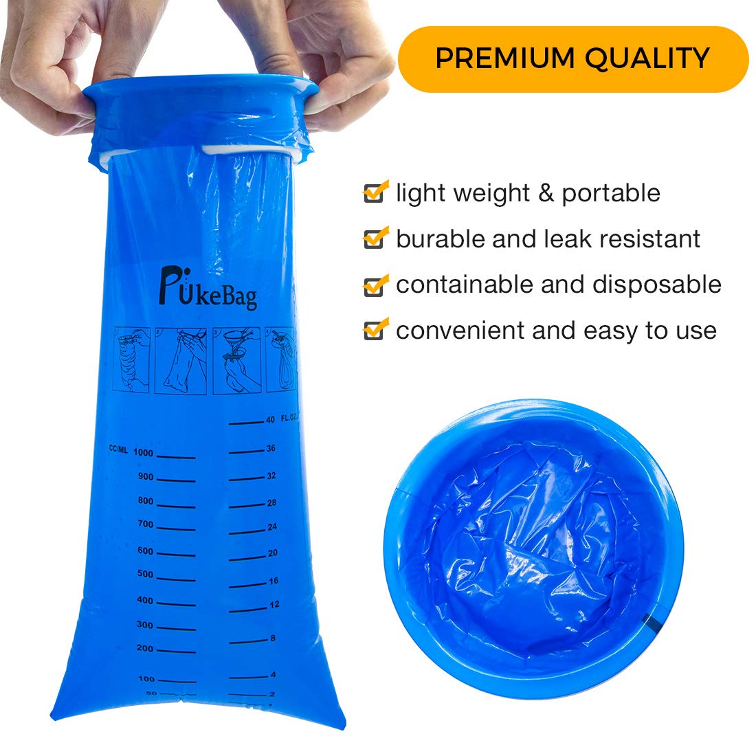50 Pack Emesis Bag, Disposable Vomit Bags, Aircraft Barf Bags Car Sickness Bag, Nausea Bags for Travel Motion Sickness