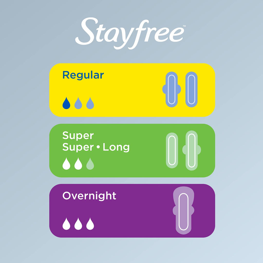 Stayfree Ultra Thin Overnight Pads with Wings, For Women, Reliable Protection and Absorbency of Feminine Moisture, Leaks and Per