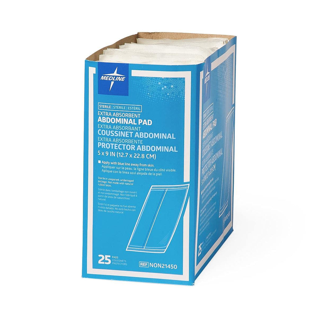 Medline Medline Sterile Abdominal Pad, NON21450H, 5 inch x 9 inch, 2 Packs of 25 Count