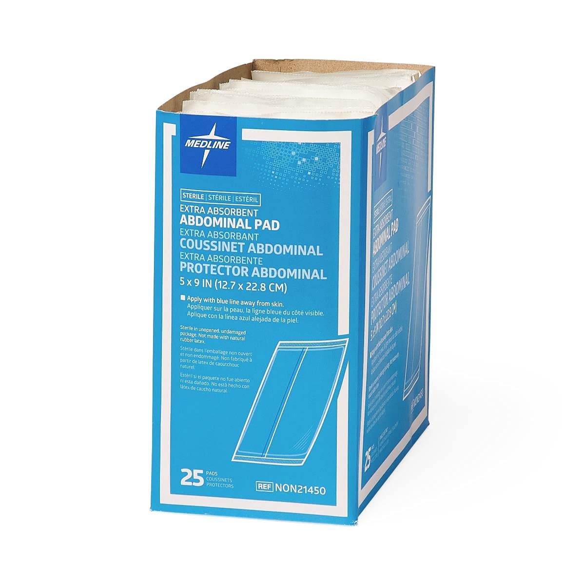 Medline Medline Sterile Abdominal Pad, NON21450H, 5 inch x 9 inch, 2 Packs of 25 Count
