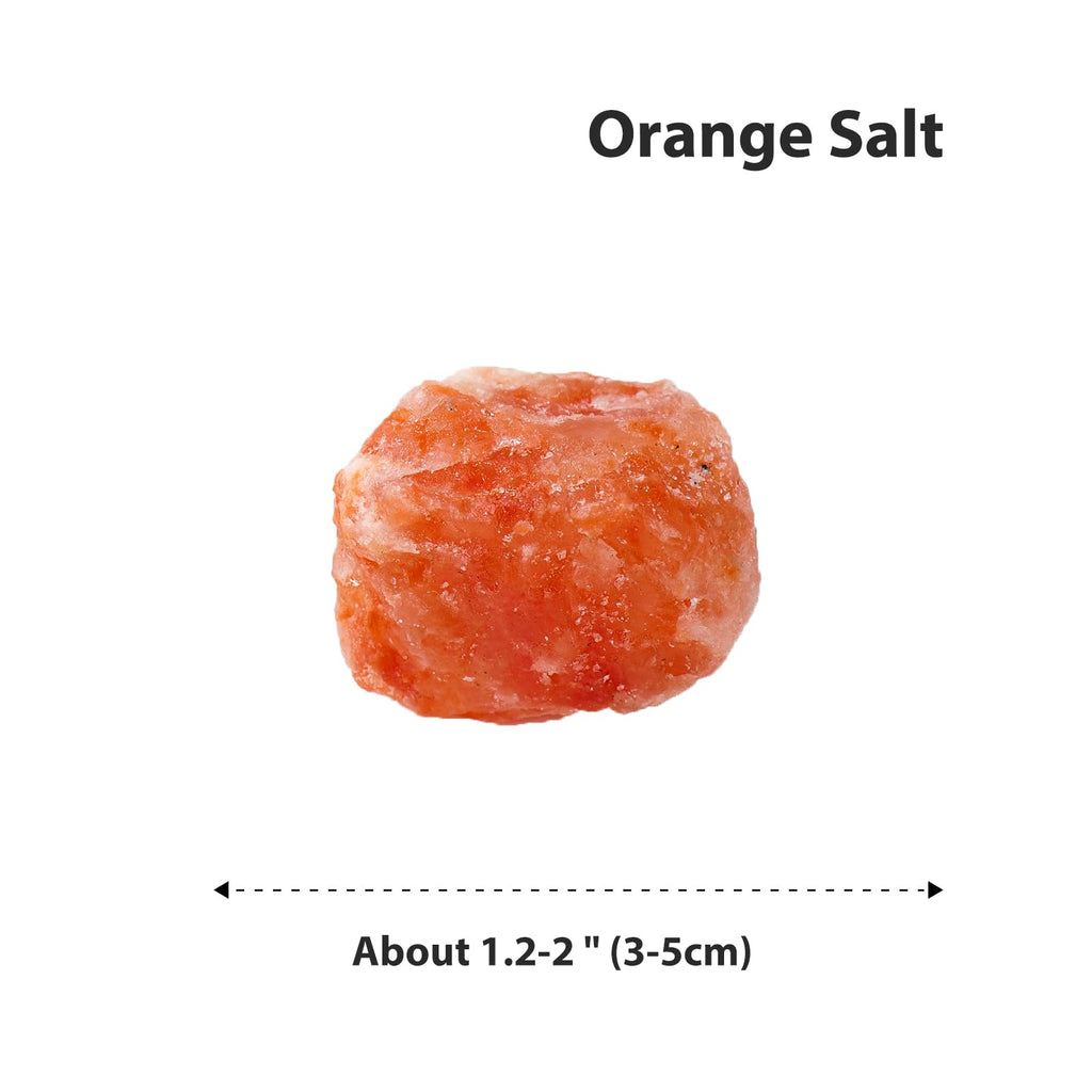 Apengshi Orange Salt Raw Crystals 2PCS Natural Rough Rocks Healing Crystal and Stones DIY Raw Stones Meditation Fountain Garden