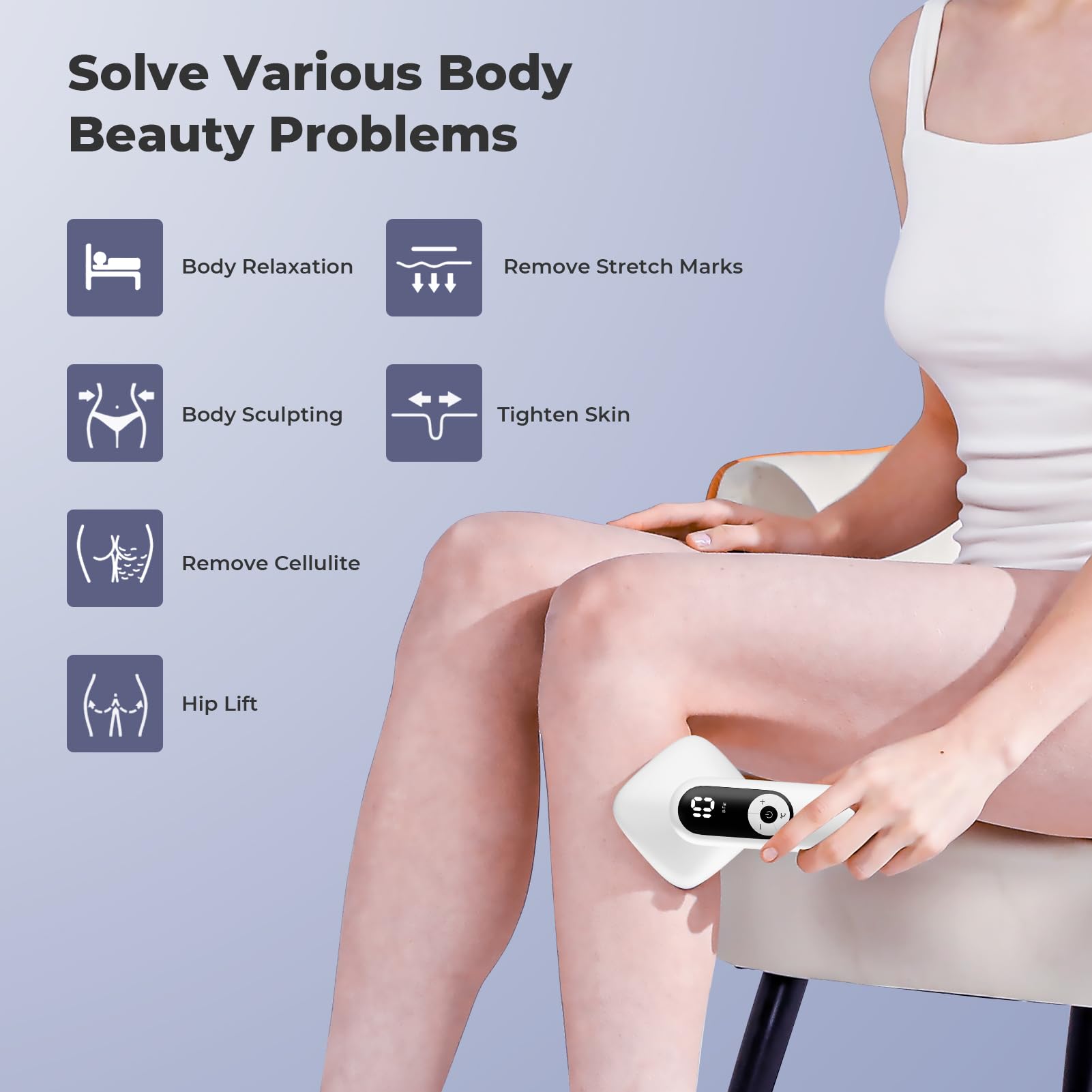 Depsoul Cellulite Massager for Women Handheld Body Massager - Cordless Massager for Belly, Arm, Waist, Leg, Butt, Back, White-4g