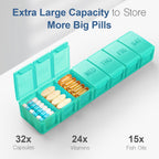 Extra Large Pill Organizer Weekly, KAPENS Daily Pill Case Box Large Capacity Compartments, 7 Day Pill Containers for Medicine Su