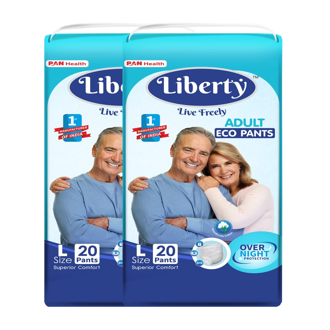 Liberty Eco Adult Diaper Pants, Large (L) 40 Count, Waist Size (75140Cm | 3055 Inches), Unisex, High Absorbency, Leak Proof, O