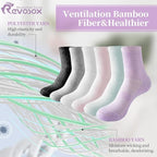 Revosoxs Diabetic Socks for Women Men,5 Pairs Bamboo Viscose Non Binding Diabetic Ankle Wide Seamless Socks 6-9 9-12(Black-Large