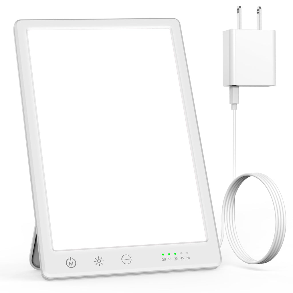 Light Lamp, Portable Full Spectrum LED Light Sunlight Personal Daylight with 3 Adjustable Color&Stepless Brightness Levels, Time
