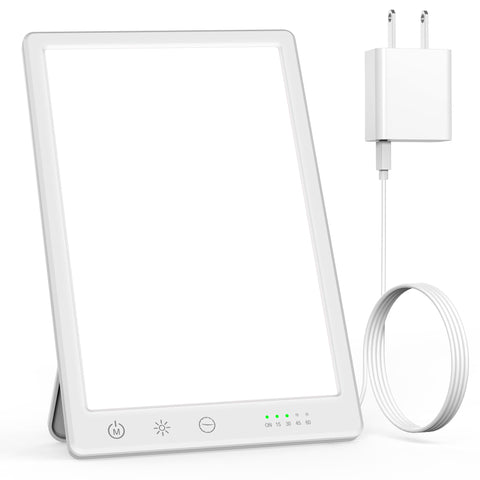 Light Lamp, Portable Full Spectrum LED Light Sunlight Personal Daylight with 3 Adjustable Color&Stepless Brightness Levels, Time