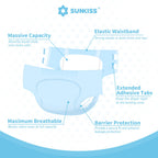 SUNKISS Masterpiece Adult Diapers with Tabs, Unisex Disposable Incontinence Briefs for Women and Men, Odor Control, Blue, L/XL,