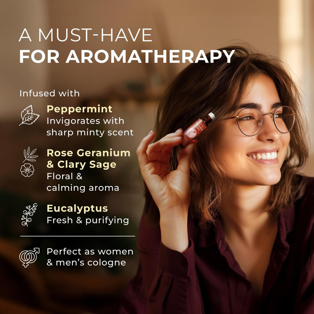 Gya Labs Focus Booster Essential Oil Roll on - Supports Sustained Sense of Focus for Studies & Tasks - 100% Pure Natural Aromath