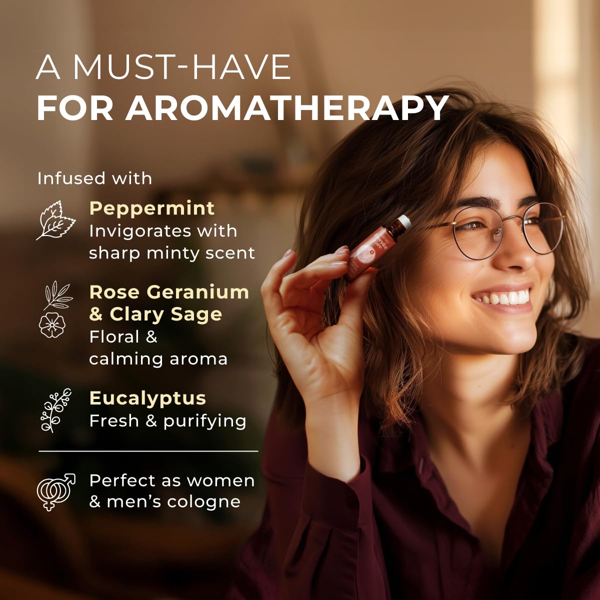 Gya Labs Focus Booster Essential Oil Roll on - Supports Sustained Sense of Focus for Studies & Tasks - 100% Pure Natural Aromath