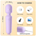 MANFLY Portable Travel Massage Tool, 10 Modes Rechargeable Waterproof Mini Neck Muscle Massager (Lavender)