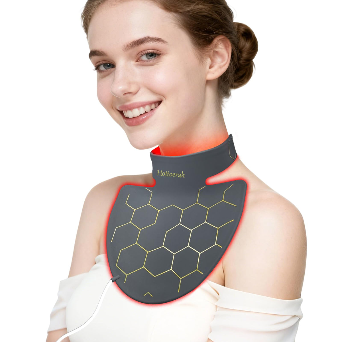 Hottoerak 660nm & 850nm Near Infrared Light Therapy for Neck, 192 LED Chips Red Light Neck Decollete Chest Body at Home