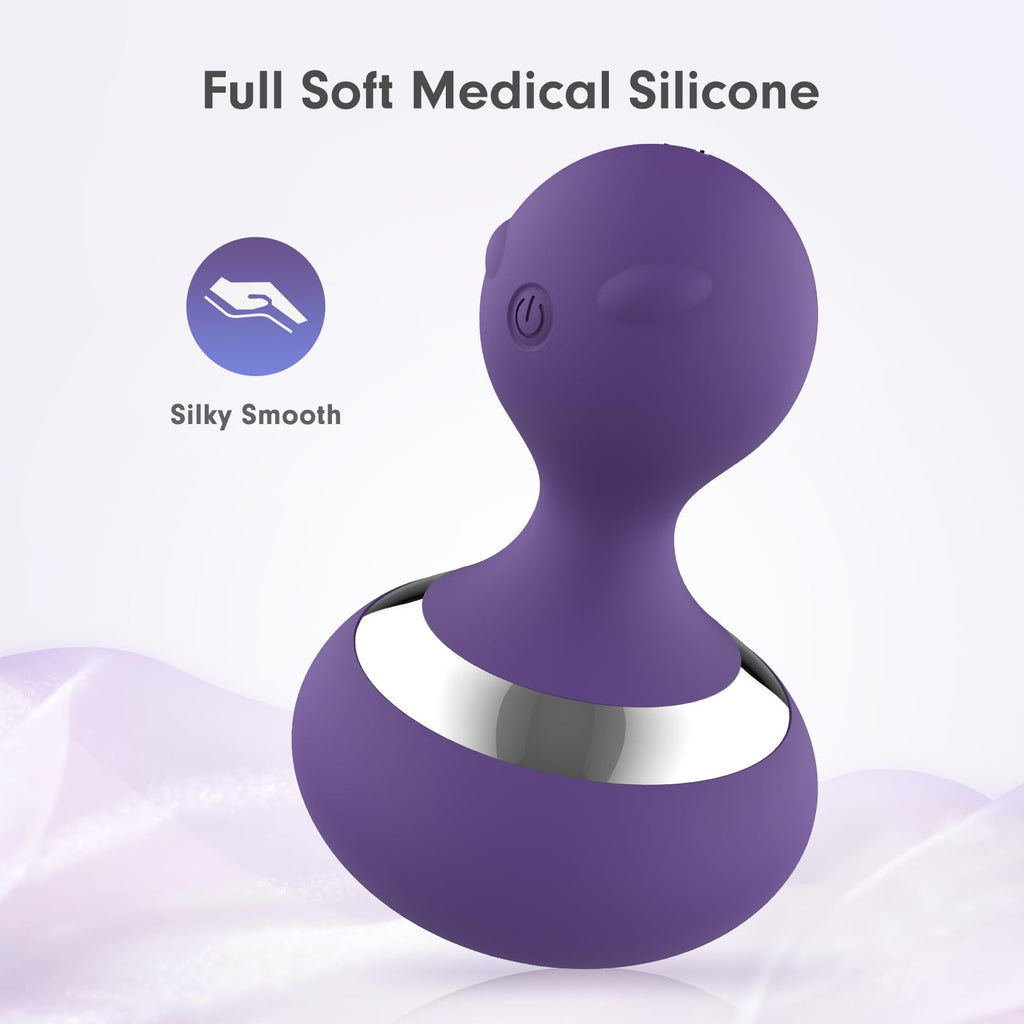 MANFLY Neck Massage Ball, Home Waterproof Rechargeable Handheld Muscle Massager (Purple)
