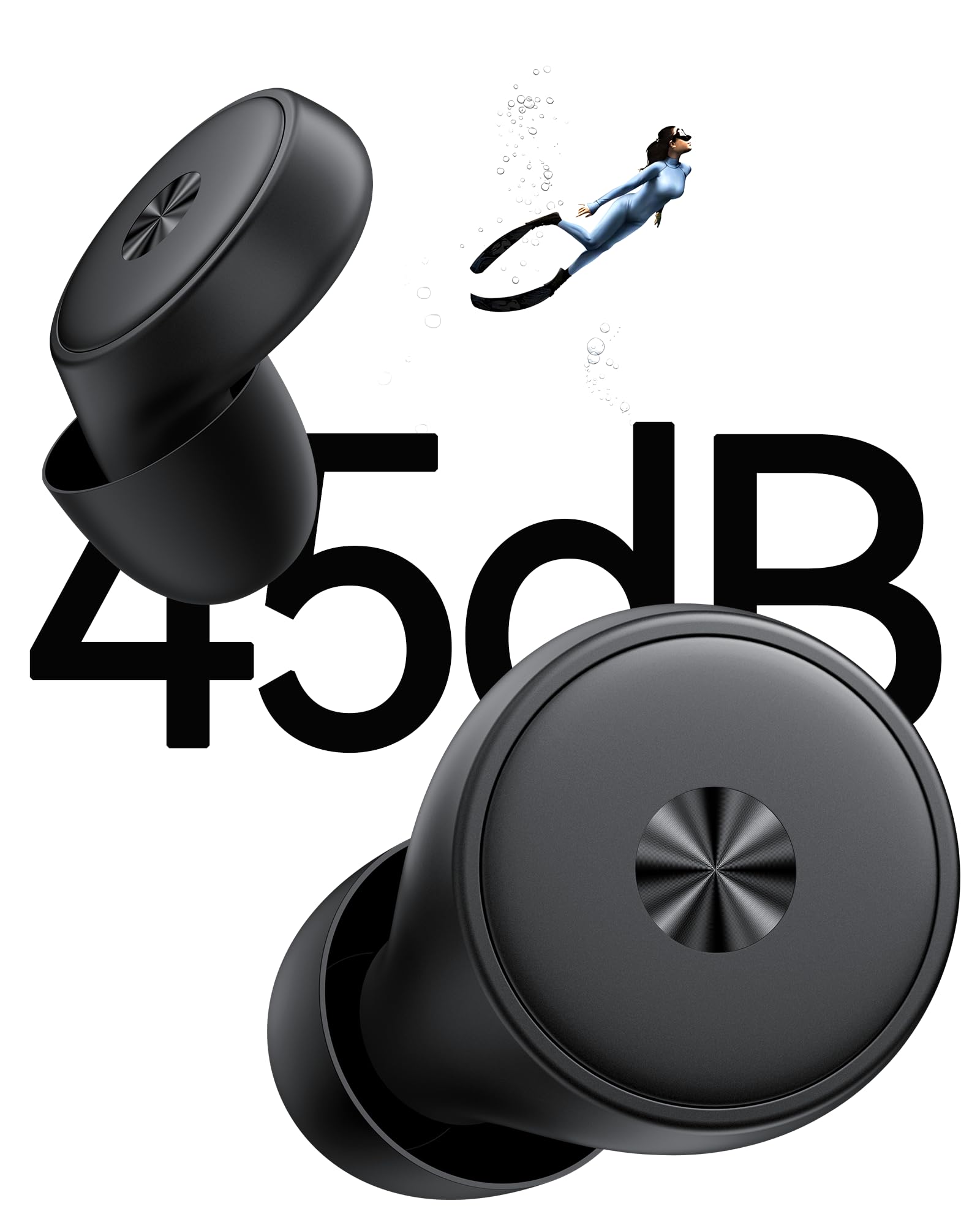 Ear Plugs for Sleeping Noise Cancelling, 45db Ear Plugs For Noise Reduction with 8 Eartips, Reusable Noise Cancelling Ear Plugs