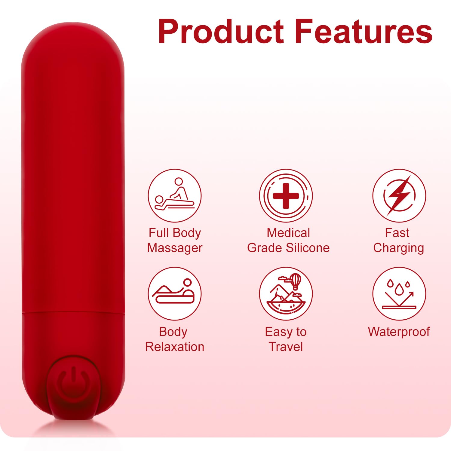 Kieasn Upgrade Mini Massager, Portable Massager for Body Relaxation (Red)