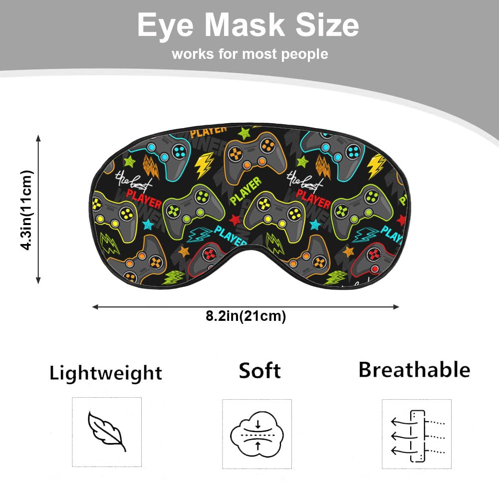 NOHSHE Gamepad Silk Eye Mask Sleep Mask Gamer Controller Joystick Best Player Eye Mask with Adjustable Strap Lightweight for Wom