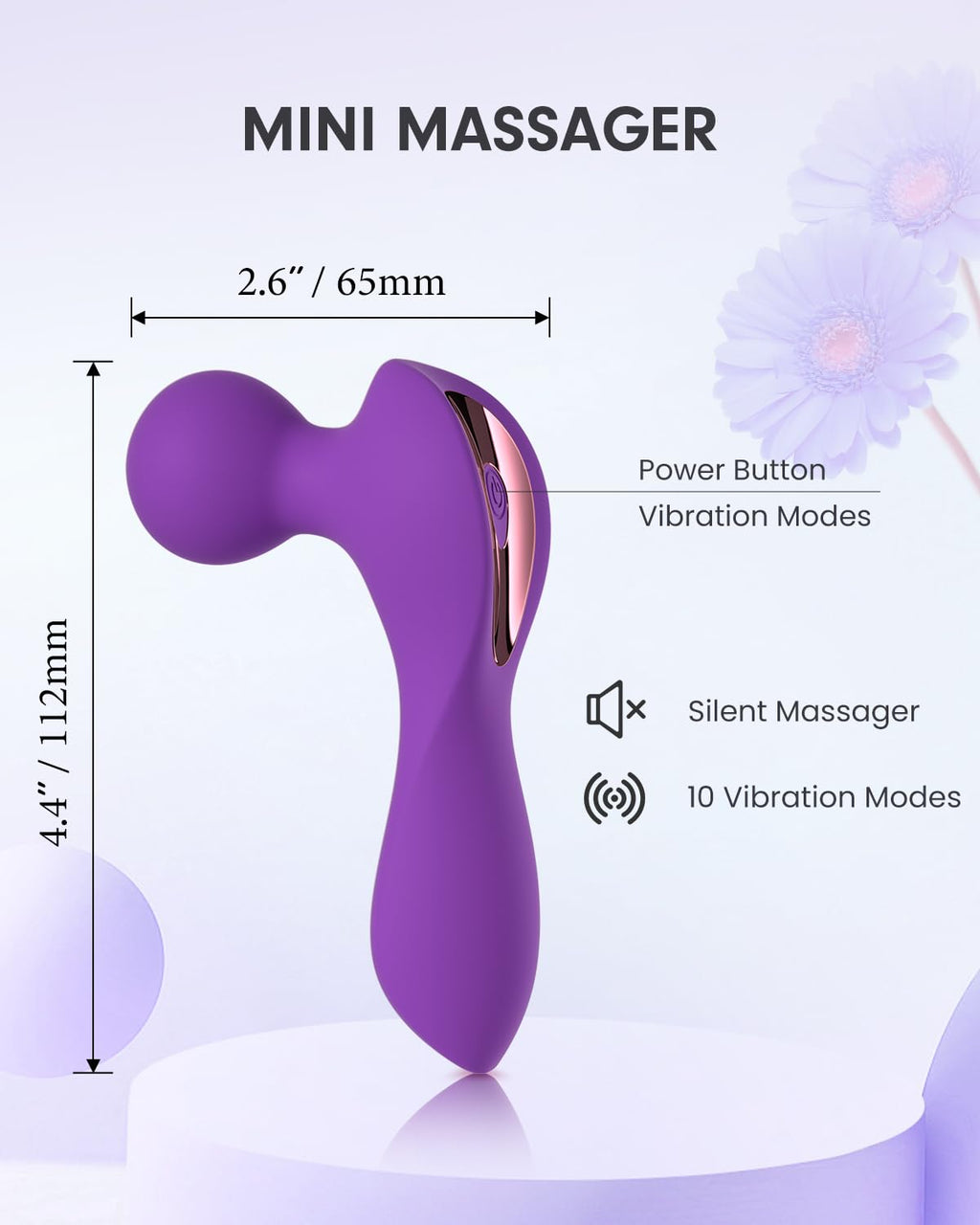 Pinkmini Electric Facial Massager for Face and Neck, Powerful - Waterproof - Handheld Mini Massage Tool (Purple)