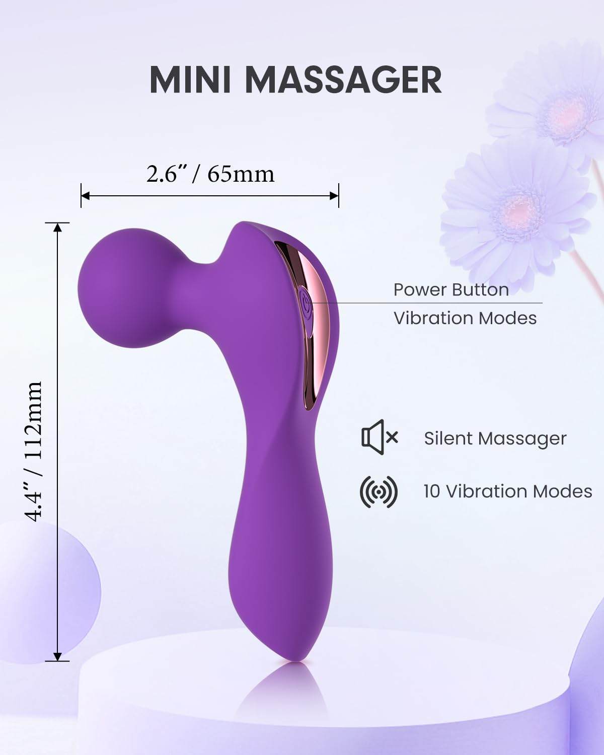 Pinkmini Electric Facial Massager for Face and Neck, Powerful - Waterproof - Handheld Mini Massage Tool (Purple)