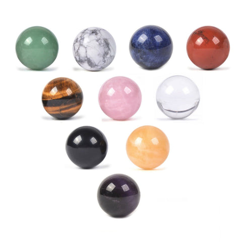Natural Mixed Gemstone Tumble 20mm Gemstone Mineral Crystal Healing Energy Sphere Ball (Pack of 10)