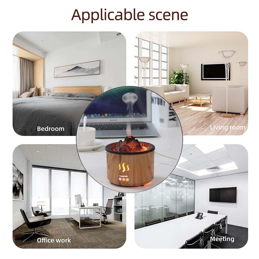 Volcano Essential Oil Diffuser with Jellyfish Mist - 260ml Ultrasonic Aromatherapy Diffuser, Color-Changing LED, Quiet Operation