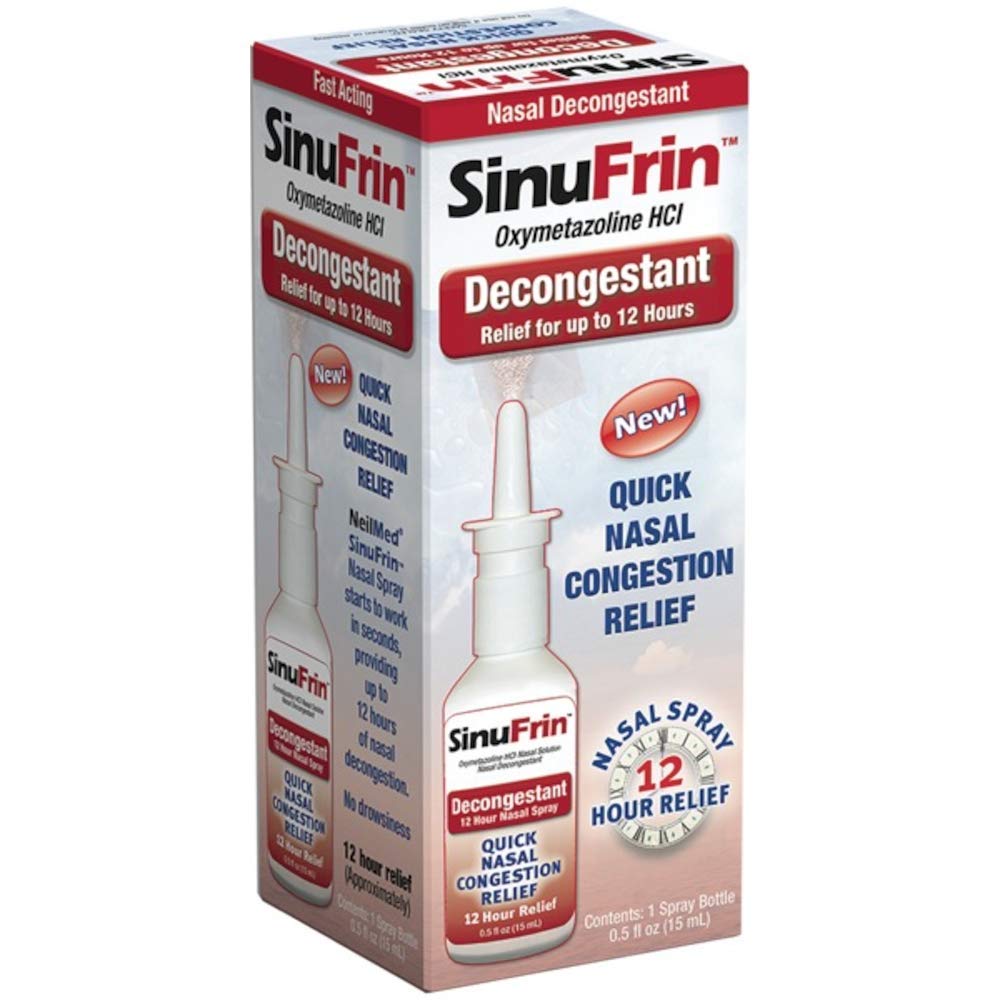 NeilMed Sinufrin Decongestant Relief Spray, (Packaging May Vary), 0.5 Fl Oz (Pack of 2)