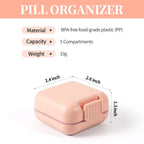 Dynippy Daily Pill Organizer 5 Compartments Portable Moisture Proof Small Pill Case for Pocket Purse Travel Pill Box Portable Me