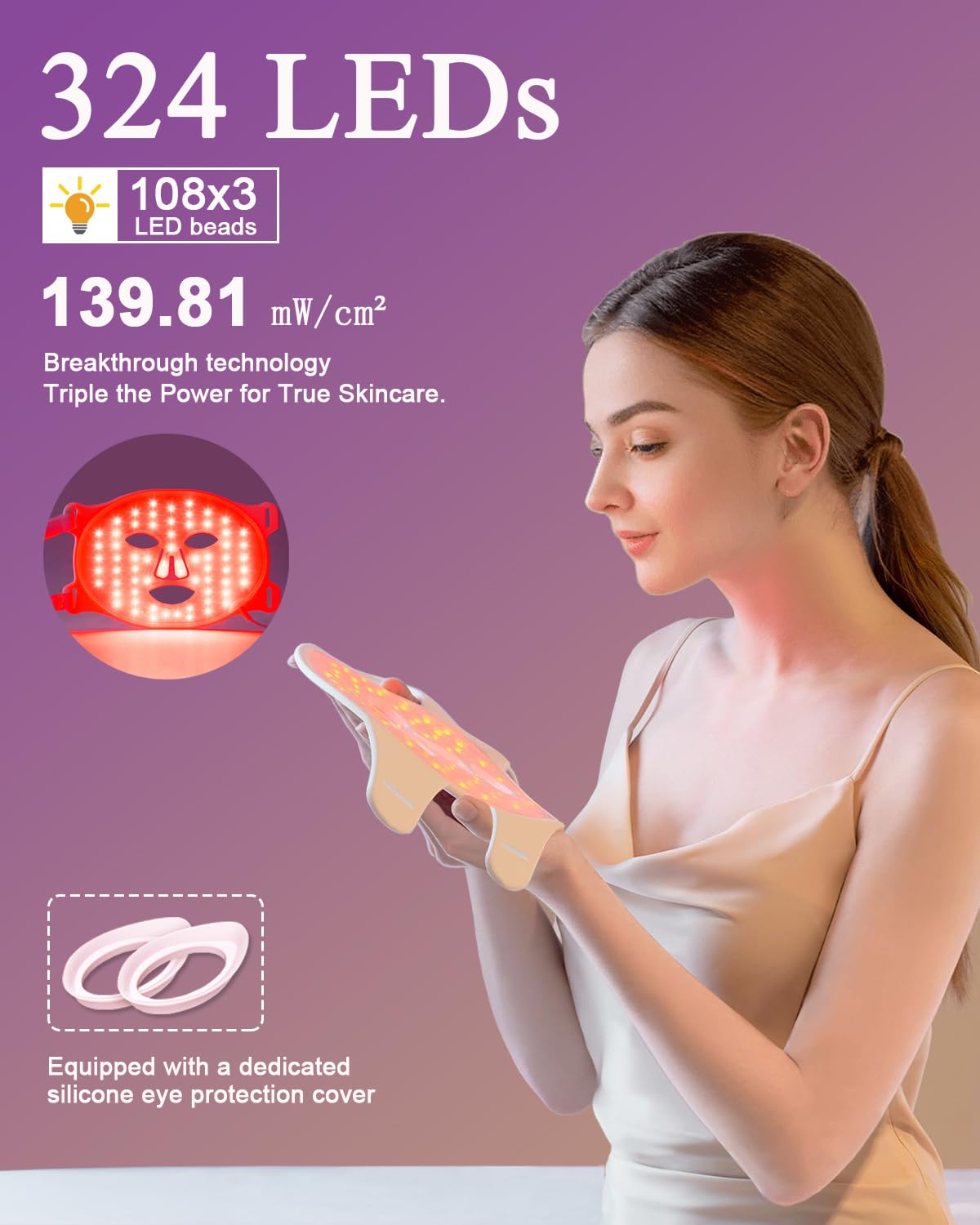 BETNEP Red Light Therapy for Face, LED Face Mask Light Therapy,Near-Infrared 850 Red Light Therapy Mask(NIR),Portable,Rechargeab