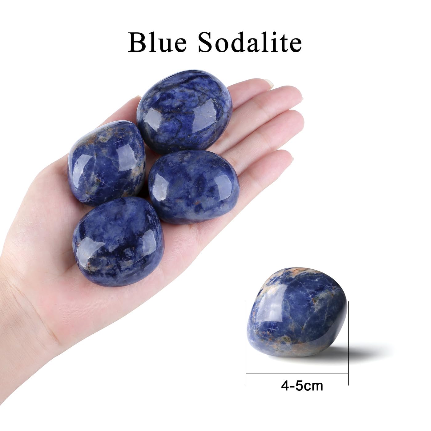 MAIBAOTA 1.6-2.0'' Blue Sodalite Crystal Large Sodalite Stone Reiki Blue Crystal Natural Tumbled Blue Polished Stones for Energy