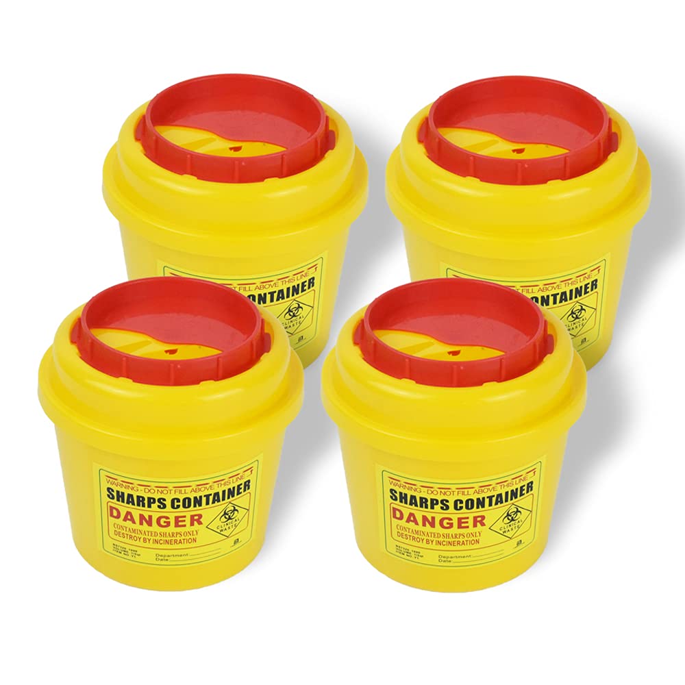 4-Pack Sharps Container(1/2 Quart),Small Sharp Needle Disposal Containers,Biohazard Medical Containers Sharps Box for Home and T