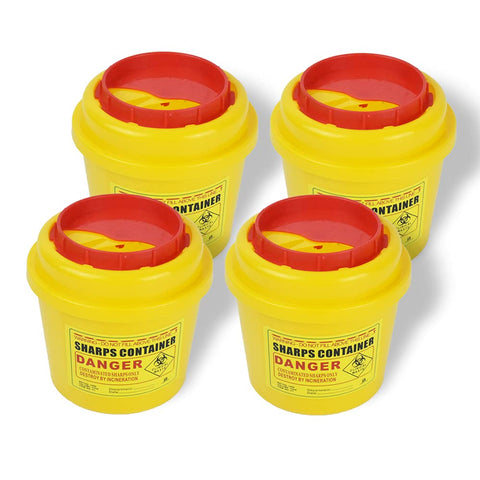 4-Pack Sharps Container(1/2 Quart),Small Sharp Needle Disposal Containers,Biohazard Medical Containers Sharps Box for Home and T