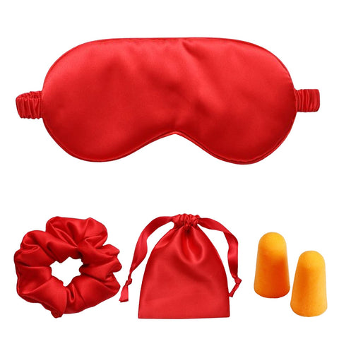 LCBD Silk Satin Sleeping Eye Mask, Red Sleep Eye Night Blindfold for Women and Men, Soft Breathable Blackout Eyeshade Eye Cover 