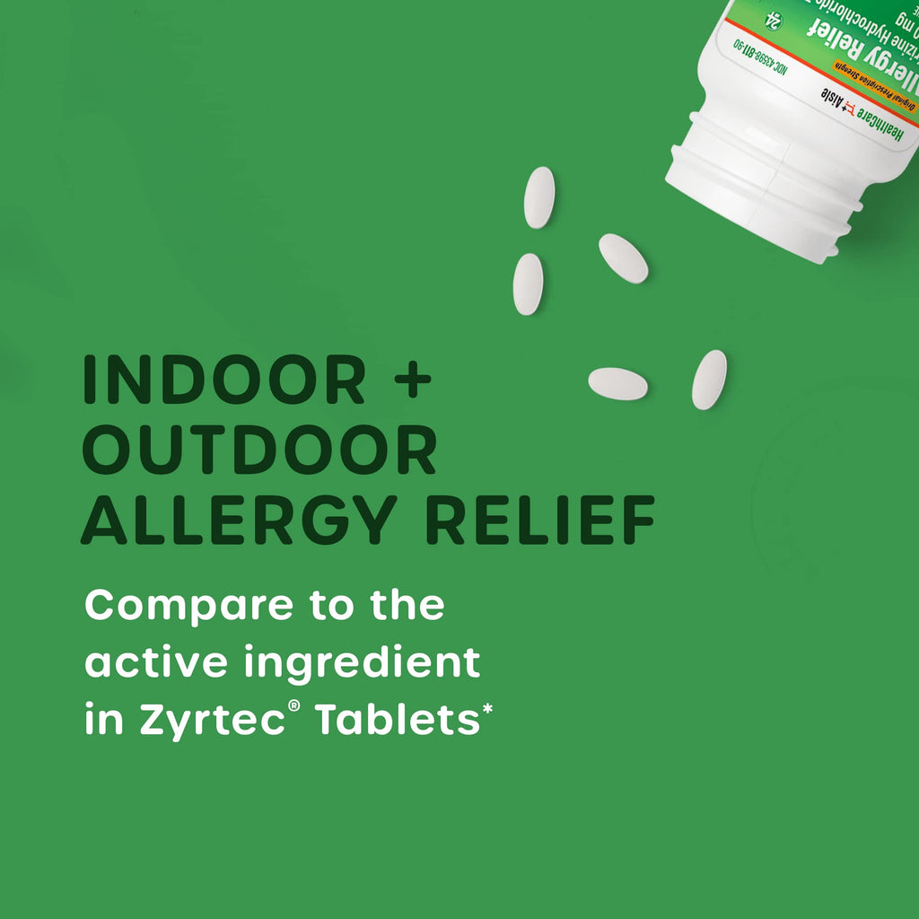 HealthCareAisle Allergy Relief - Cetirizine Hydrochloride Tablets USP, 10 mg - 300 Tablets - Original Prescription Strength Alle