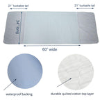 Careboree Pack of 2 Cotton Top-Layer Reusable Tuckable Underpads Incontinence Bed Pads Queen 34X60 Washable 21 Wings