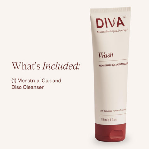 DIVA Wash - Menstrual Cup & Disc Cleanser - Requires One Drop Only - Wash for Period Care - 100% Plant-Based Cleansing Wash - Fr