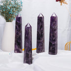 Apengshi Large Natural Dream Amethyst Healing Crystal Tower 5.9-6.3 6 Faceted Single Point Chakra Crystal Wand Energy Meditation