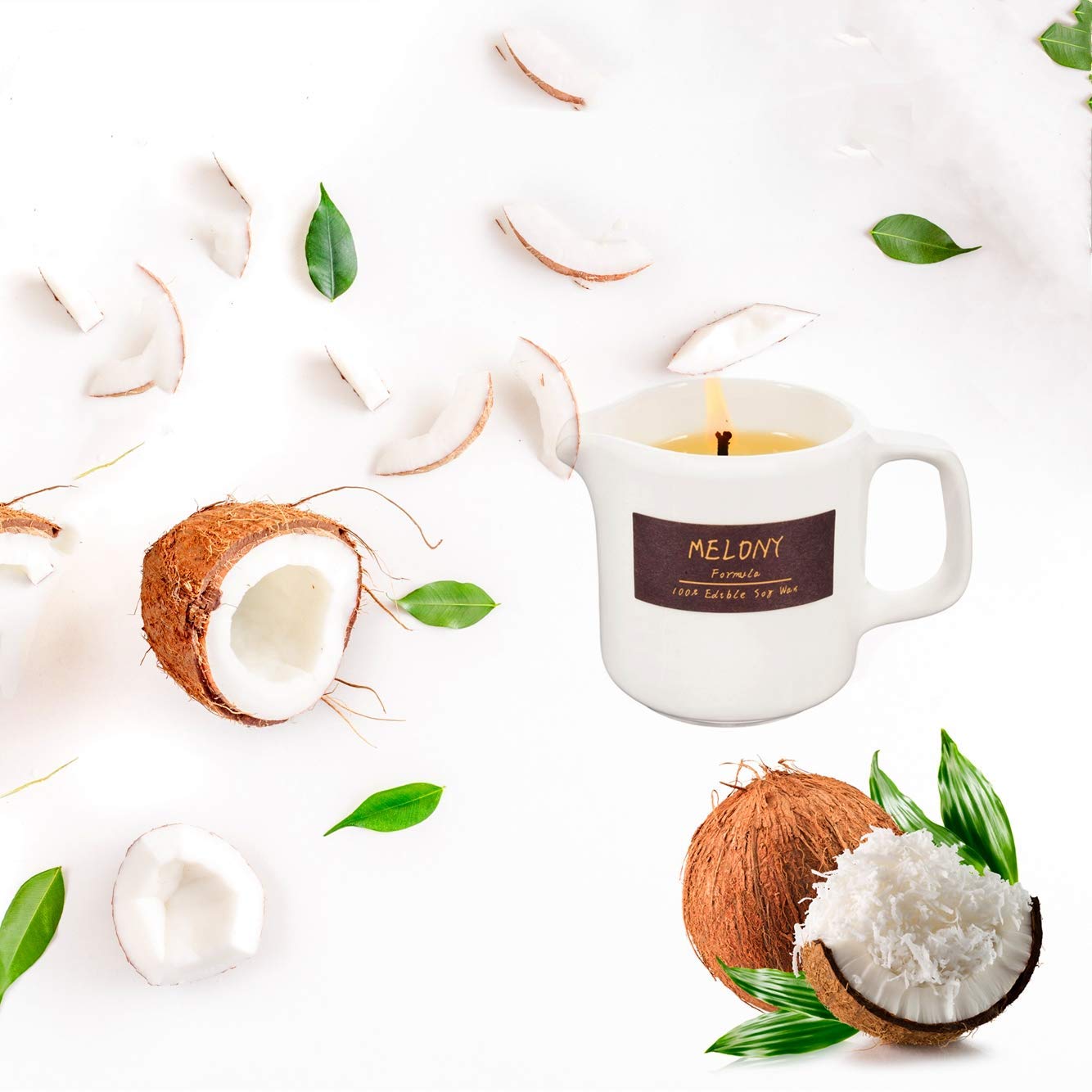 MELONY Soy Massage Oil Candle | Coconut | Low Temp | 2.82 OZ / 80G | Perfect Intensive Skin Treatment Candle | Nourishing with A