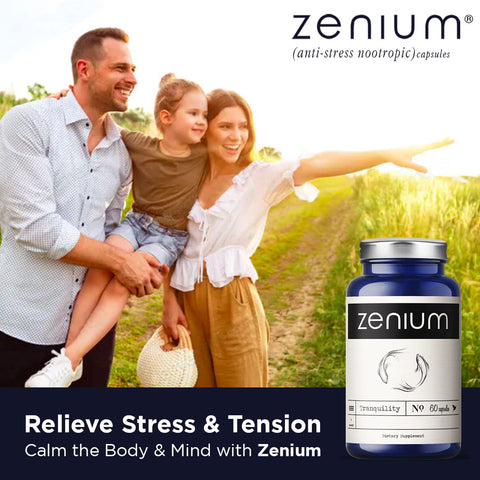 Zenium - Relieve Stress, Tension, Worry, Nervousness, & Irritability | Calm The Mind & Body | Ayurvedic | Natural Relief Supplem
