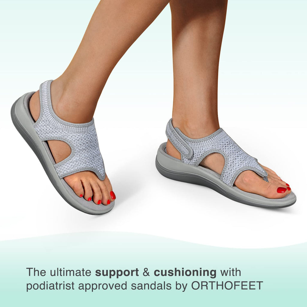 Orthofeet Womens Orthopedic Grey Knit Lyra Sandals, Size 11.5 Wide