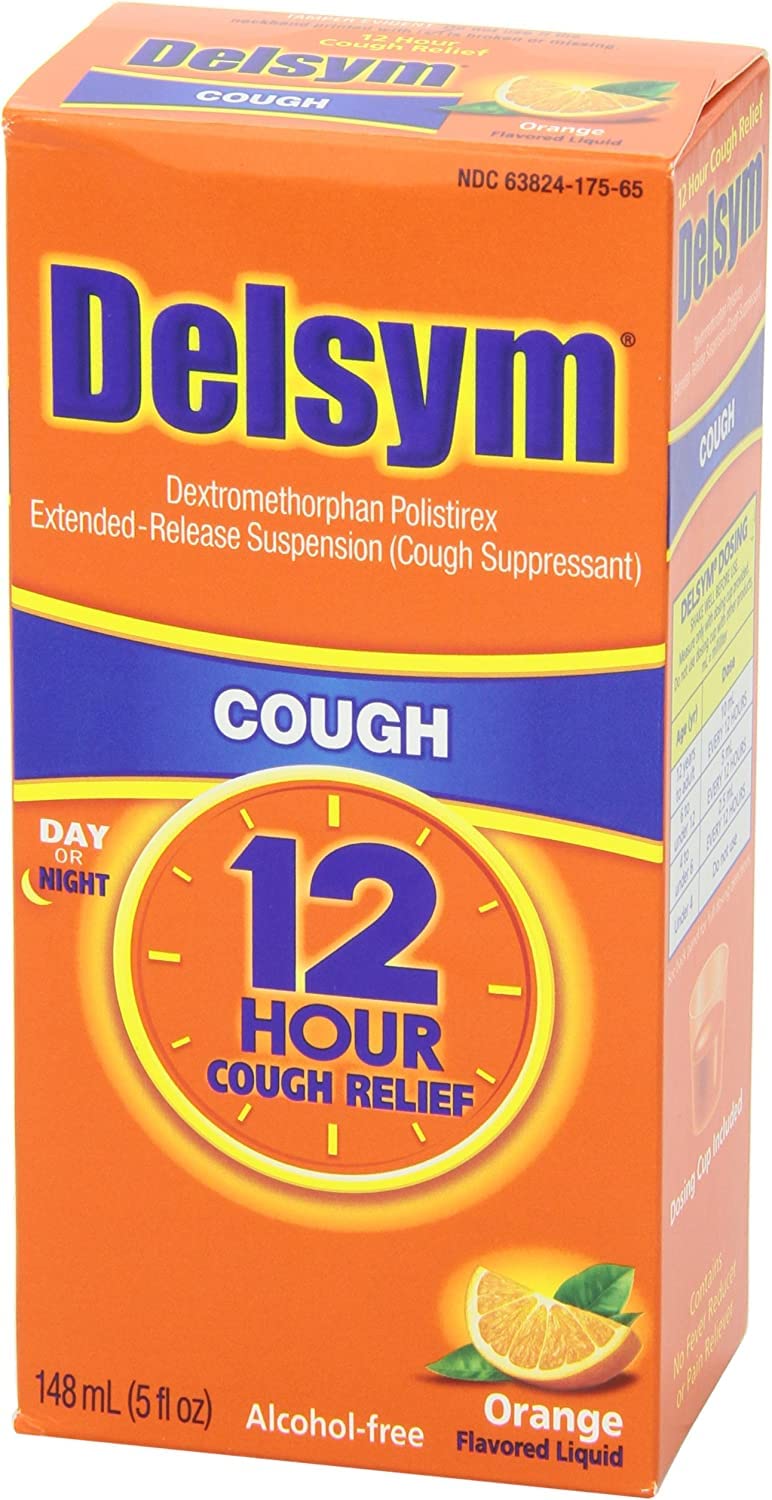 Delsym Adult 12 Hr Cough Relief Liquid, Orange, 15oz (3X5oz)