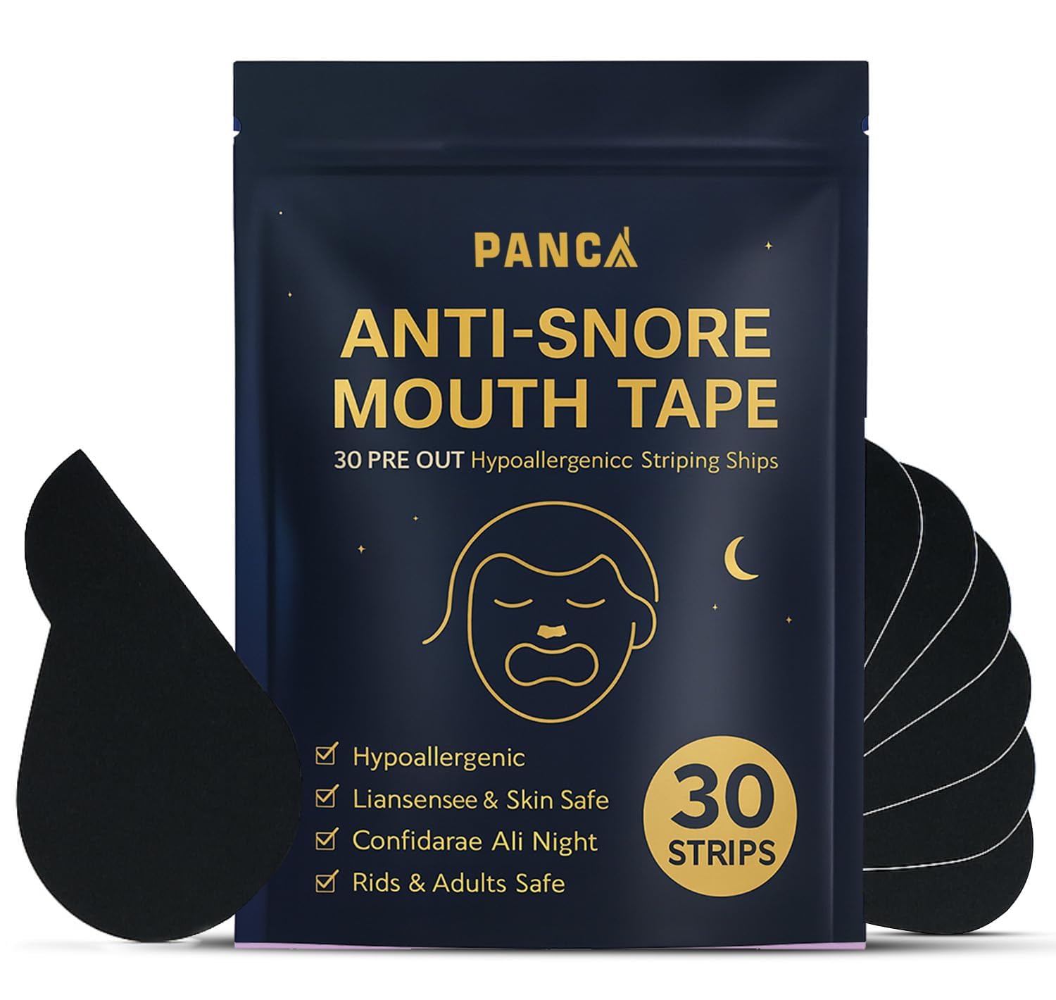 Panca 30Piece Hypoallergenic Sleep Mouth Strips  AntiSnoring Mouth Tape Strips For Kids & Adults | Gentle Adhesive To Encoura