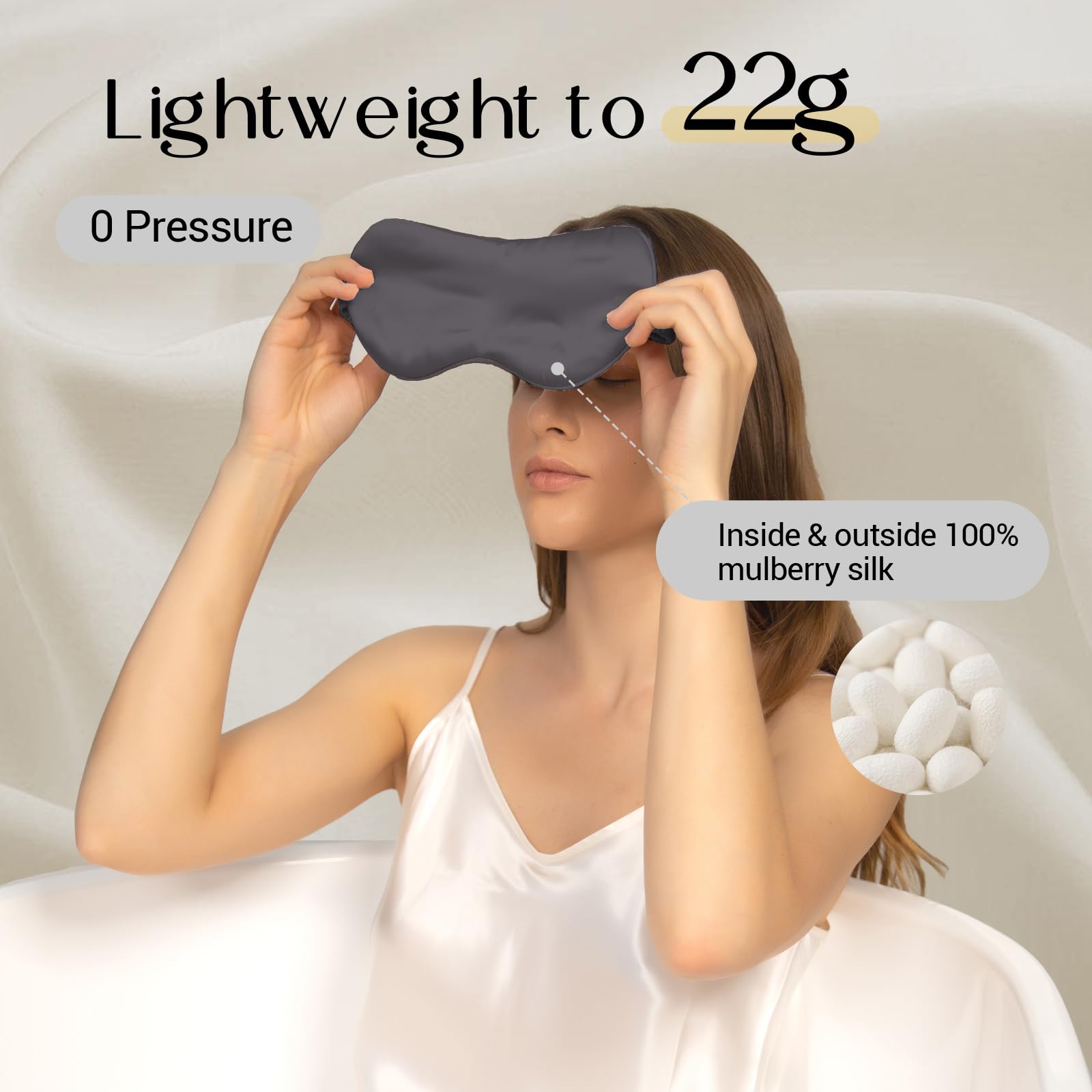 ZIMASILK 100% 22 Momme Mulberry Silk Sleep Mask for Sleeping, Filled with Premium Mulberry Silk, Softest & Breathable Silk Eye S