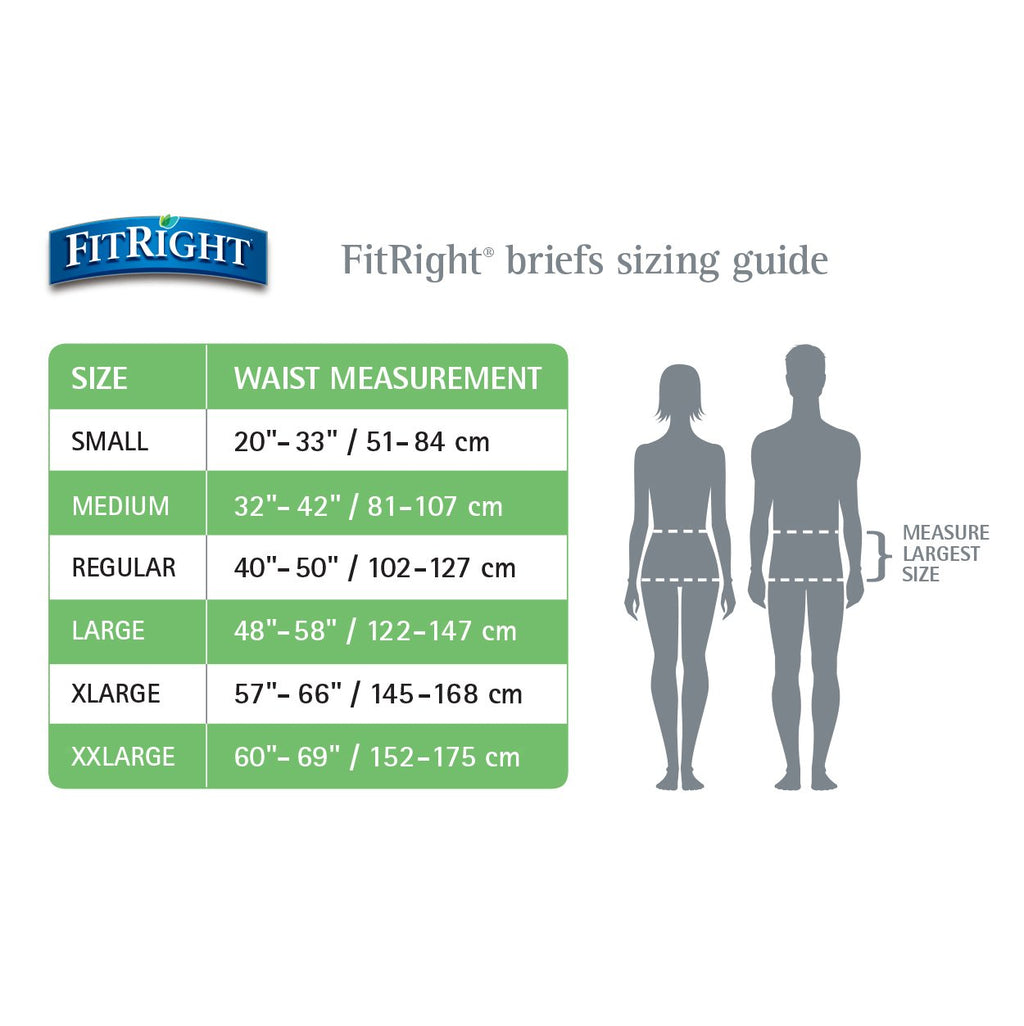 Medline FitRight OptiFit Extra Adult Briefs, Incontinence Diapers with Tabs, Moderate Absorbency, Large, 44 to 56, 20 Count