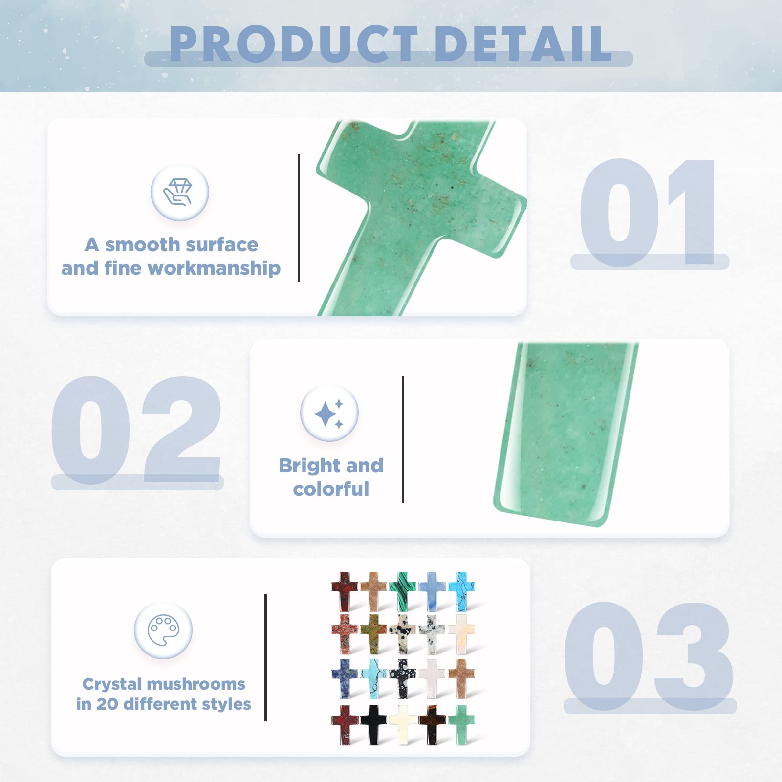 Nuenen 50 Pcs Cross Crystal Stone Bulks 1'' Natural Crystal Gemstone Cross Shaped Worry Stones Charm Palm Pocket Quartz Gift Val