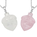Nupuyai Pack of 2 Hand-carved Mini Hazelnut Crystal Amulet Necklace Pendant for Women Men, Healing Spiritual Stone Pendant with 