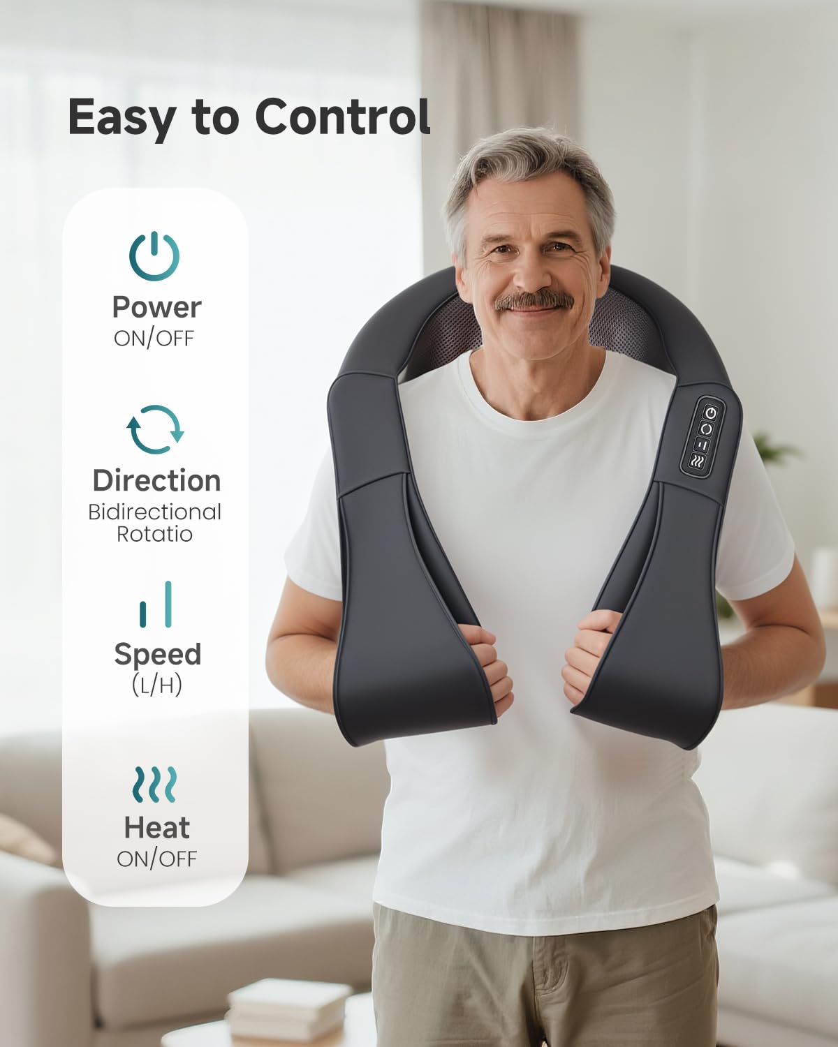 Snailax Shiatsu Neck and Back Massager with Heat, Neck and Shoulder Massager, Deep Kneading Electric Massage Pillow for Shoulder