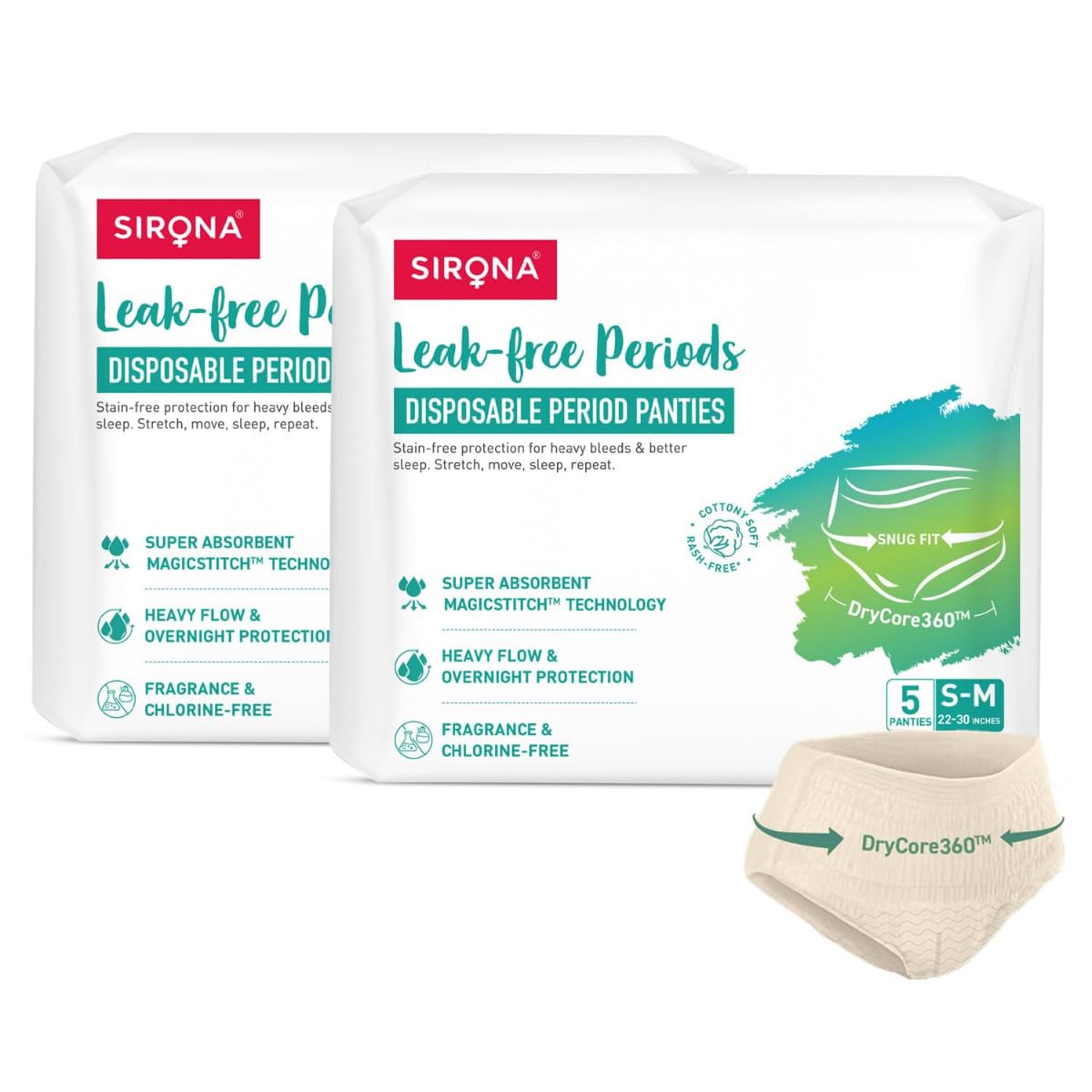 Sirona Disposable Period Panty For Girls & Women | SM | Pack Of 10 | 360 Coverage For Stress Free Periods | Leakage Protection 